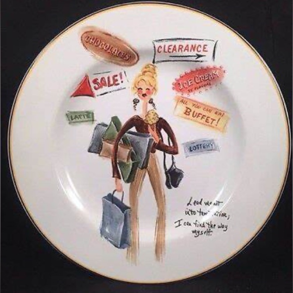 🆕 Sakura Chic 4pc Glamour Fashion Illustration Ceramic Porcelain Plates Set - Picture 4 of 8